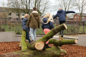 Buitenspeelplek-speelnatuur-schoolplein-speelplein-groen spelen-natuurspelen-buitenspelen